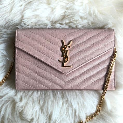 ysl wallet on chain pale pink|YSL wallet on chain price.